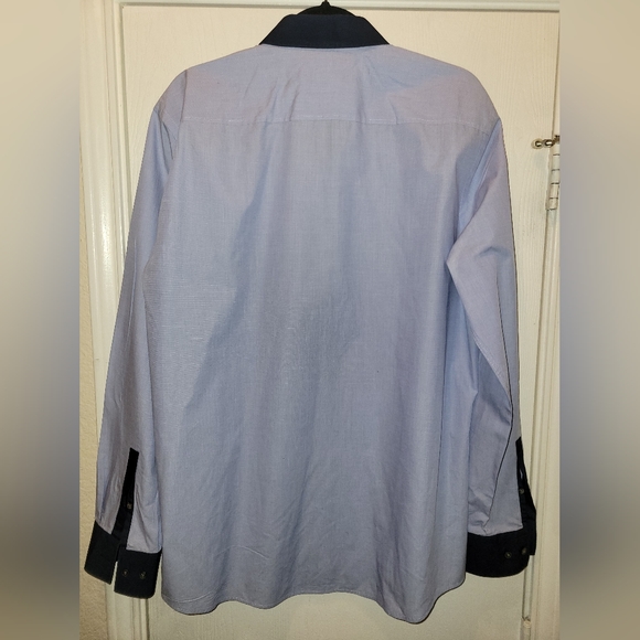 Hugo Boss Blue Slim Fit Long Sleeve Casual Button Down Shirt sz 44  17 1/2 - Picture 5 of 6